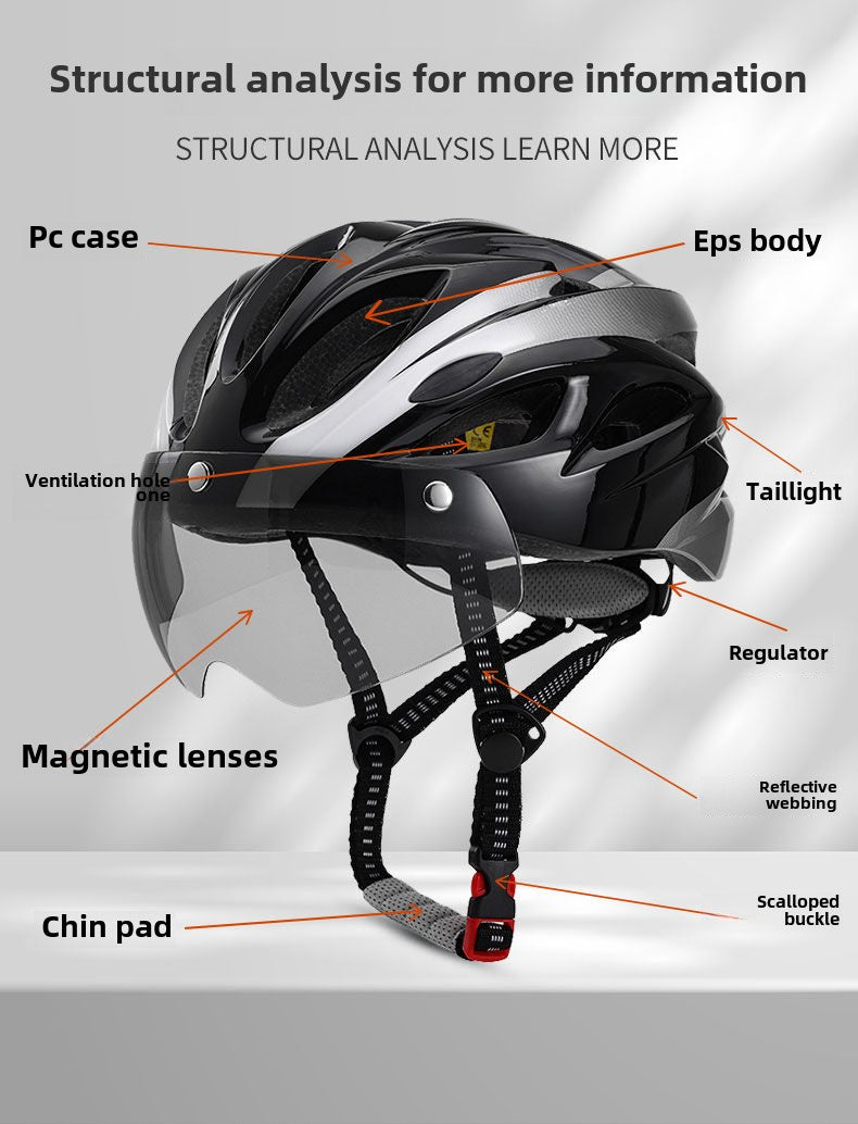 Ce Riding Helmet Magnetic Suction Goggles Men's and Women's Summer Road Safety Hat with Brim Integrated Molding Breathable Handsome