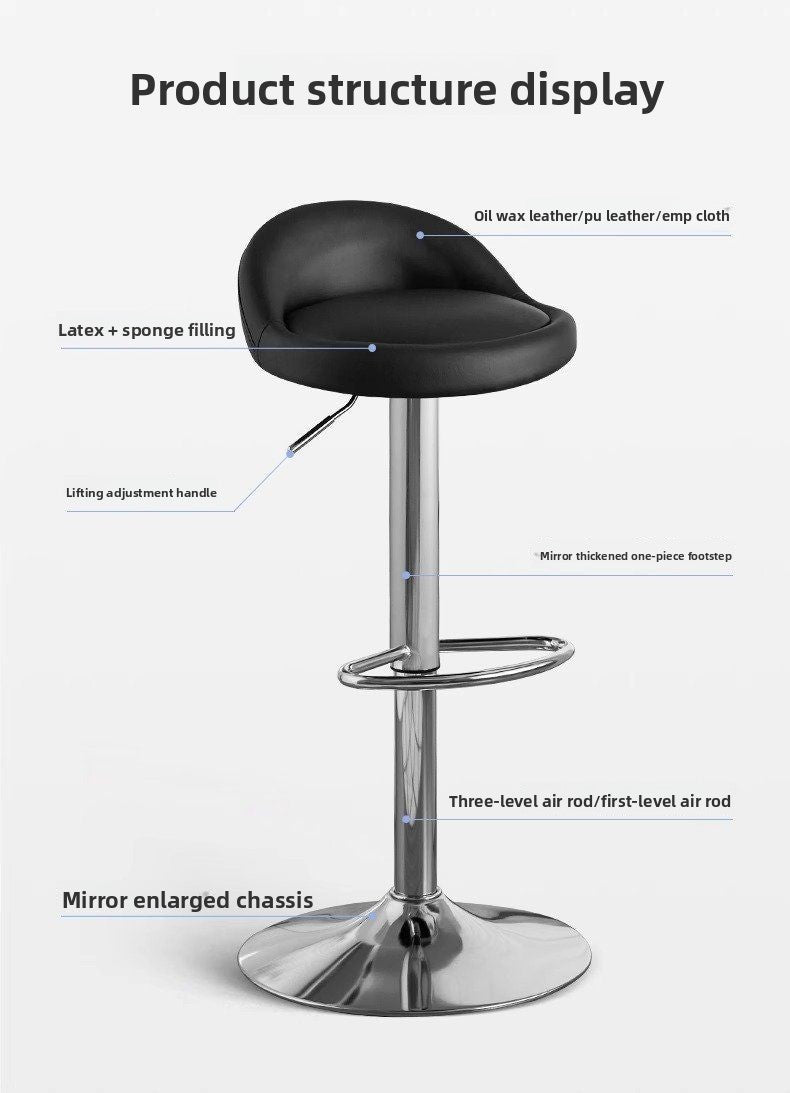 Kerun Bar Stool Adjustable High Stool Bar Stool Home Bar Comfortable Stool High Chair with Backrest Bar Chair Swivel Round Stool