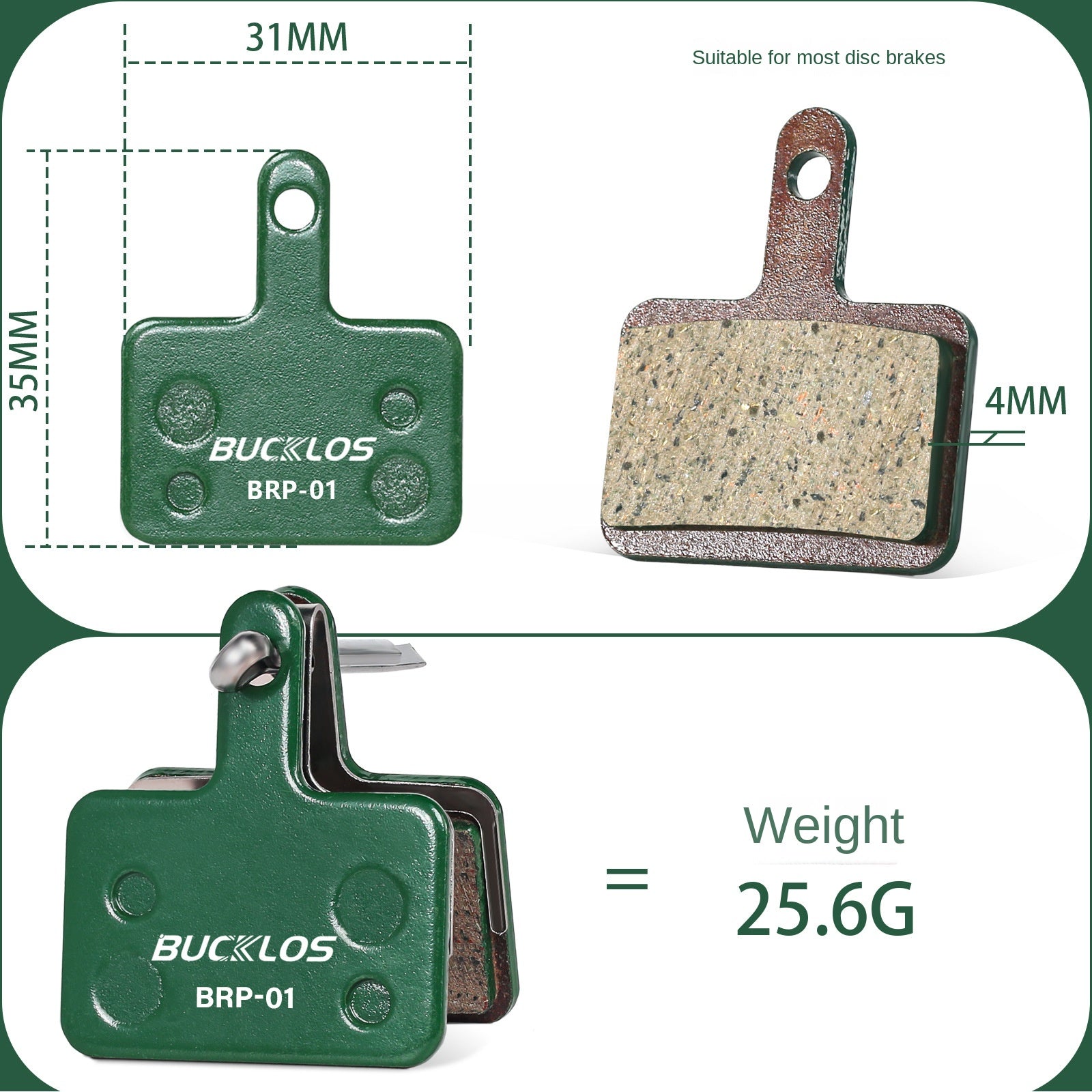 BUCKLOS Mountain Bike Cooling Pads MT200 Ceramic Resin Brake Pads B01S/B03S/B05S