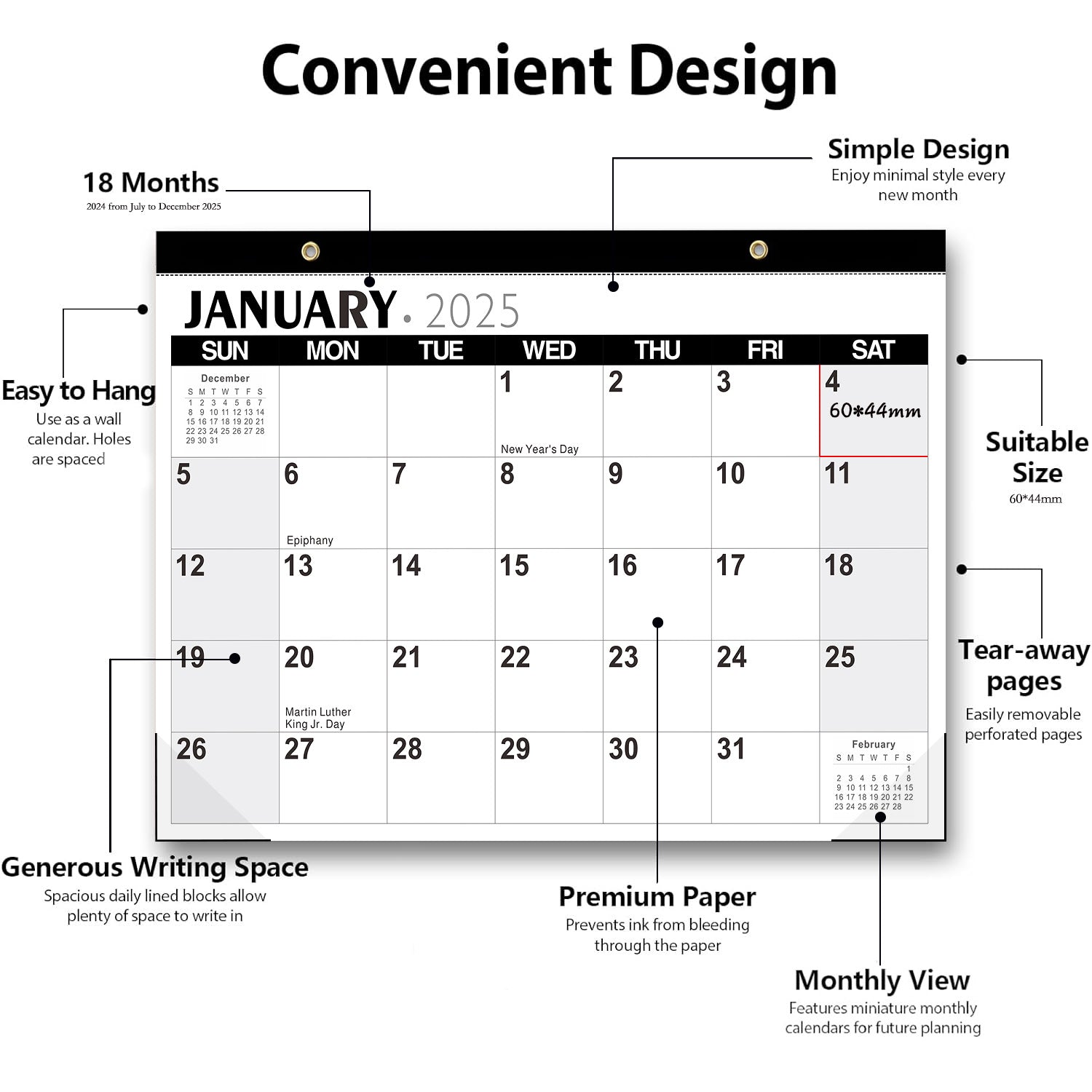 Cross-Border Amazon 2025 English Version Wall Calendar Minimalist Creative Transparent Corner Desktop Countdown Schedule Plan Book