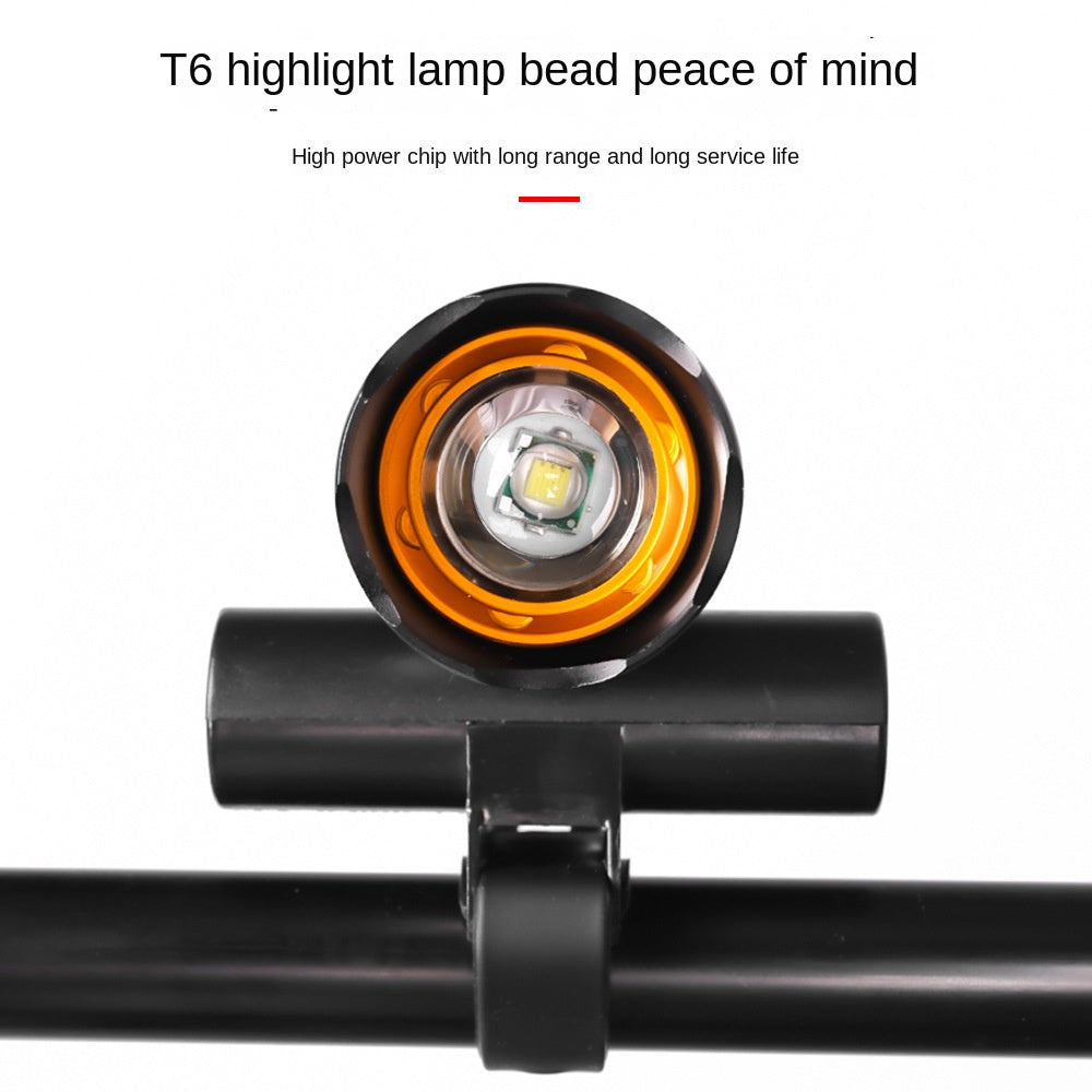 Self-Driving Headlight T6 Night Riding Power Torch Mountain Bike USB Charging Headlight Long-Range Bicycle Accessories
