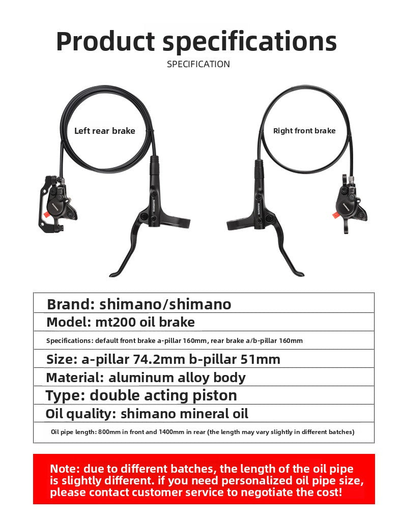 SHIMANO MT200 Oil Brake Mountain Bike Hydraulic Disc Brake Folding Bike Oil Brake