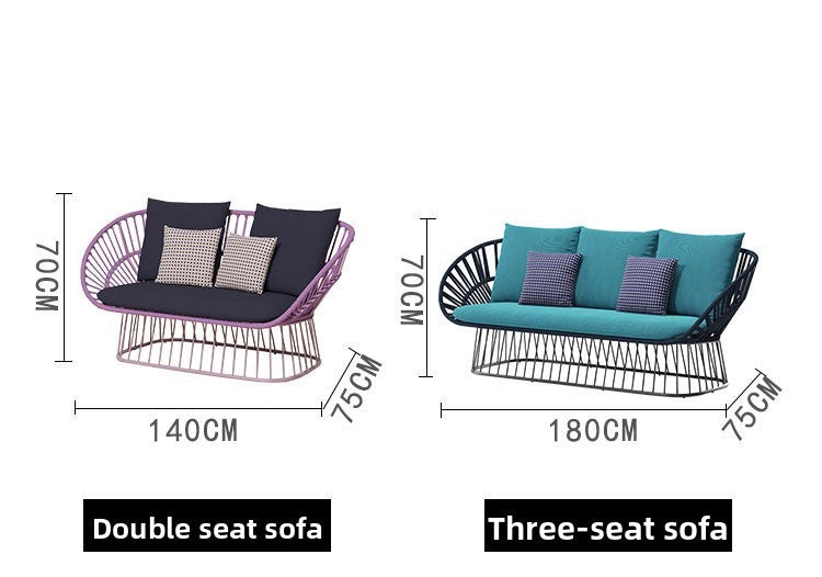 Nordic Rattan Sofa Outdoor Courtyard Villa Leisure Rattan Lounge Chair Waterproof Sunproof Hotel Homestay Furniture Set