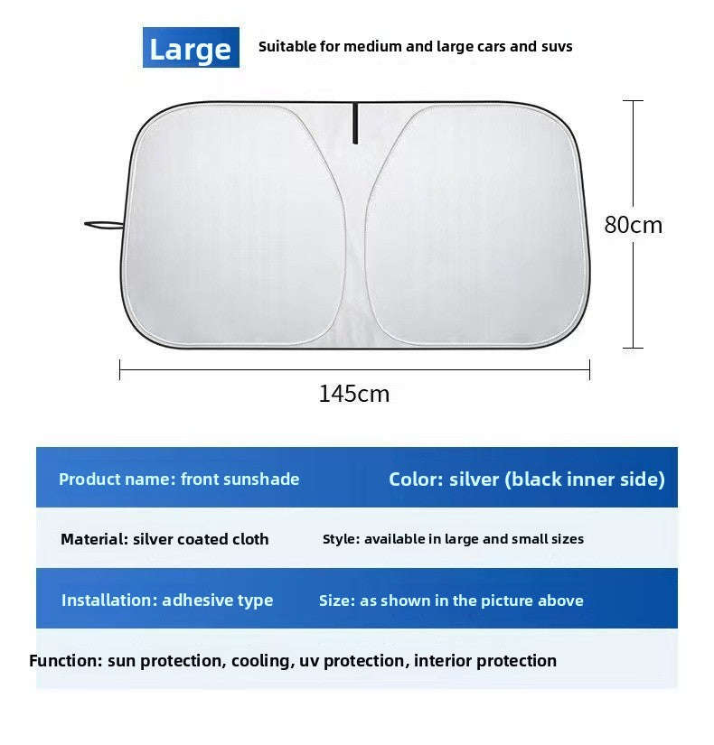 Summer Car Sunshade Silver Coated Cloth Sun Protection Car Heat Insulation Car Interior Anti-Glare Sunshade Curtain Front Sunshade