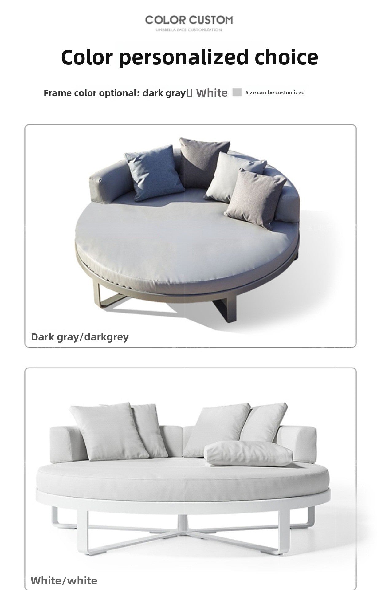 Outdoor Reclining Bed Courtyard Villa Open-Air Round Bed Waterproof Sunproof Outdoor Leisure Round Sofa Double Sunbed