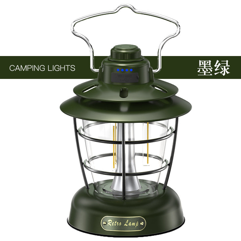Camping Lantern Multi-Functional Retro Barn Lantern Tent Light Work Light Emergency Lighting Portable Mountain Camping Lamp