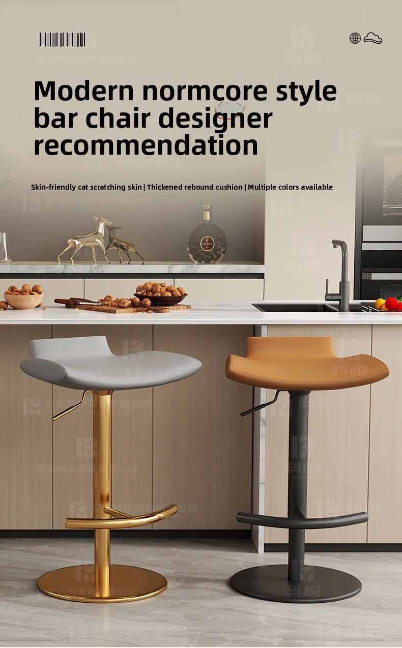 Light Luxury Bar Stool Simple Modern Stainless Steel Lifting Bar Chair Home Middle Island Desk Front Desk Bar High Leg Bar Stool