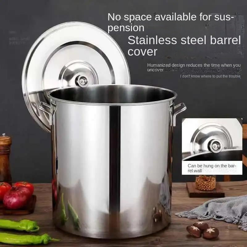 Stainless steel pot Commercial soup bucket with lid soup pot thickened bottom large capacity