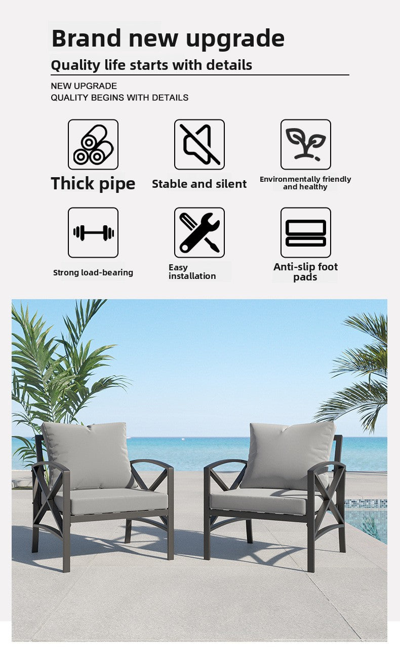 Outdoor Leisure Iron Art Sofa Set Garden Hotel Business Reception Sofa Waterproof Industrial Style Iron Frame Chair