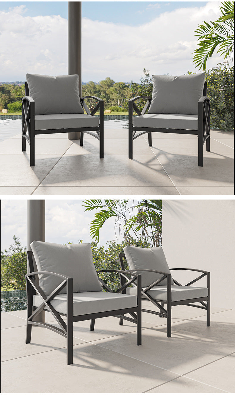 Outdoor Leisure Iron Art Sofa Set Garden Hotel Business Reception Sofa Waterproof Industrial Style Iron Frame Chair