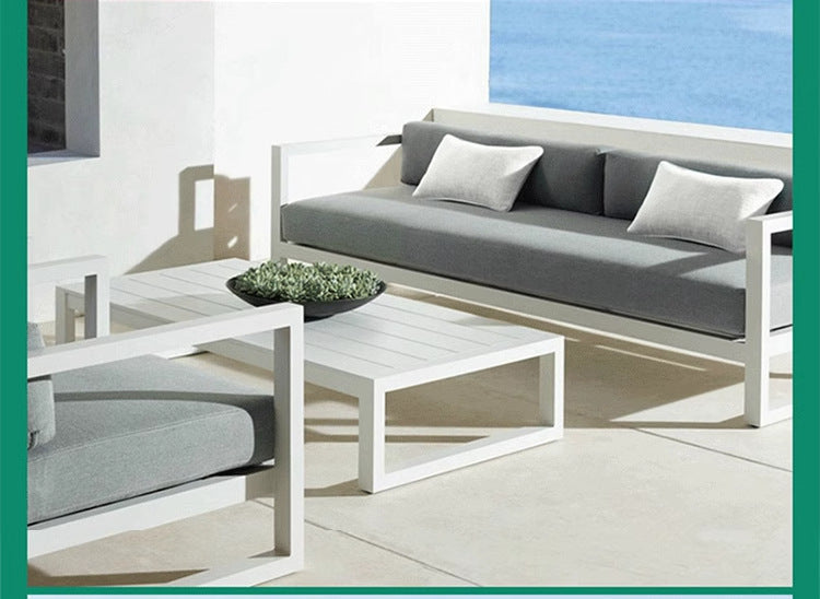 Outdoor Sofa for Courtyard Garden, Simple Modern Waterproof and Sunproof Aluminum Alloy Balcony Sofa, Outdoor Terrace Sofa