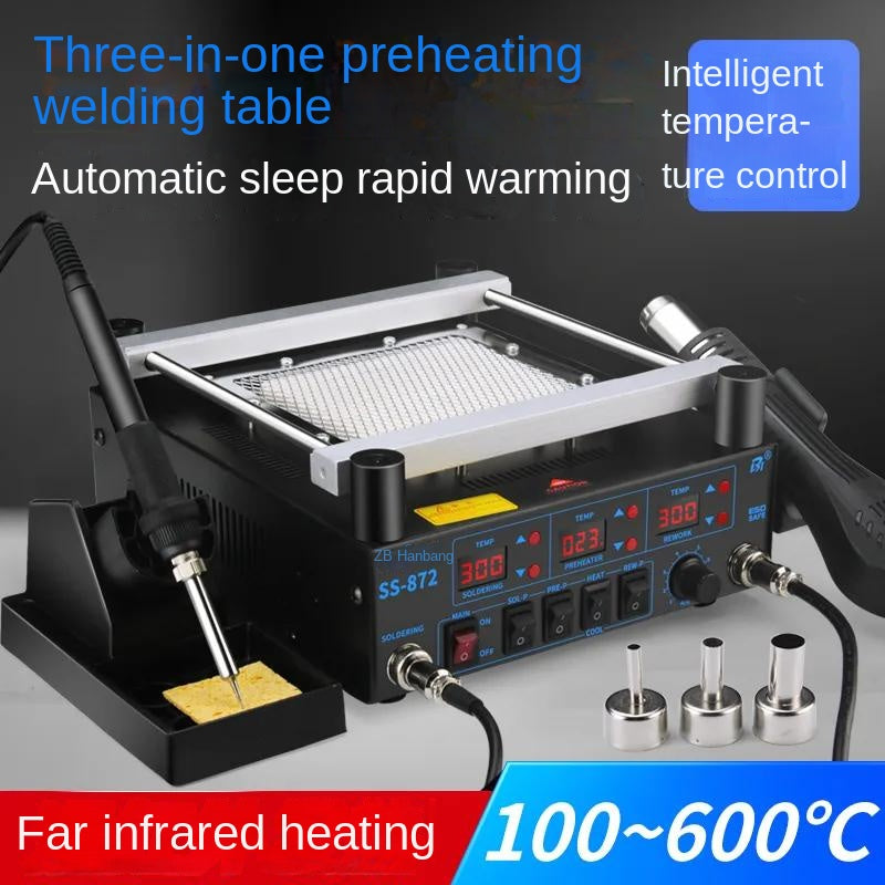SS-872 PCB infrared preheating table Heating table BGA repair table Hot air gun welding table 3-in-1 thermostatic electric chromite set