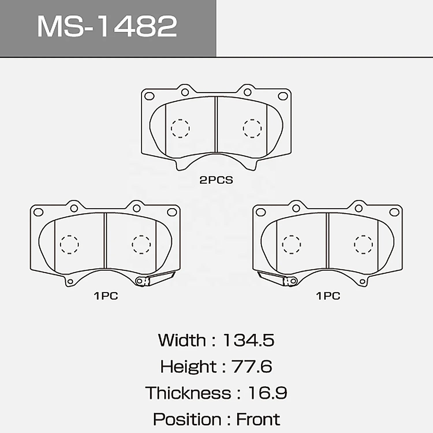 MS-1482N Wholesale ceramic brake pads for TOYOTA cars 04465-35250 Pastillas de freno