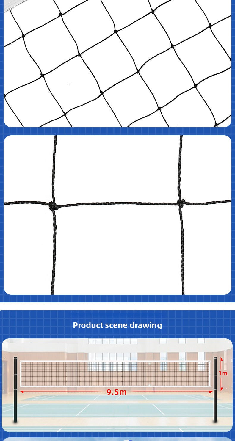 Skyray Volleyball Net Portable Outdoor Knotted Ball Net Thickened Four-Sided Standard Net Training Volleyball Net for Two Players