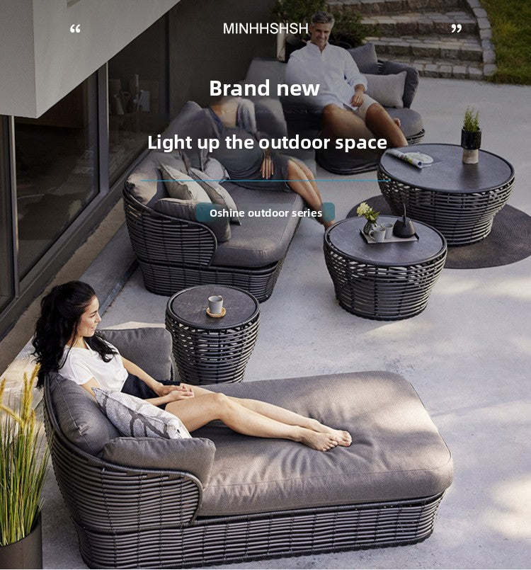 Outdoor Sofa Set for Courtyard, Hotel Terrace, Villa, Homestay, Leisure Rattan Chair, Waterproof and Sunproof Rattan Furniture