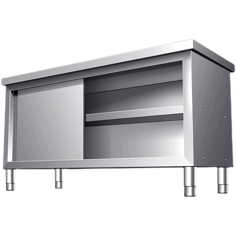 304 Stainless Steel Workbench Kitchen Cabinet Commercial Restaurant Table Household Console Sliding Door Storage Rack