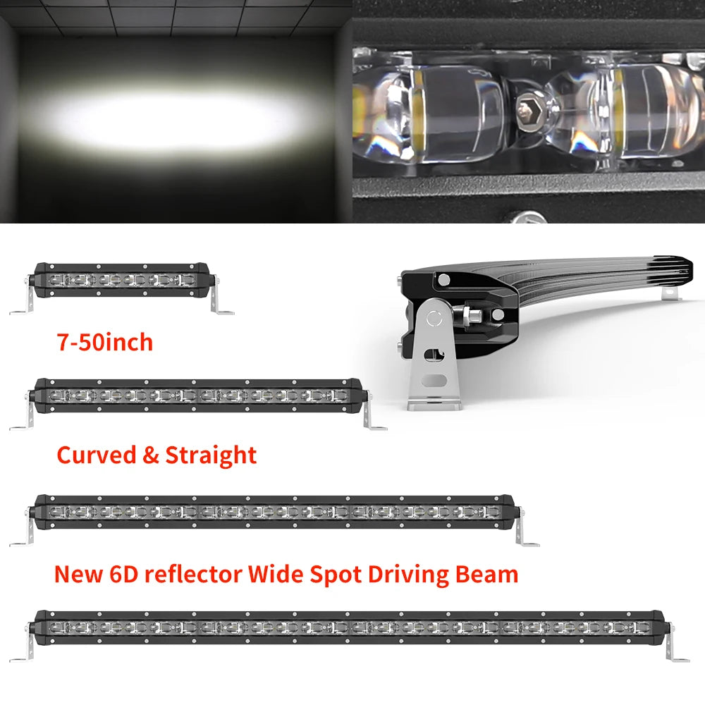 New Curved Lightbar Barre Led 4X4 20 26 32 38 44 50 Inch Single Row Thin Slim Curved Led Light Bar Single Row Curv