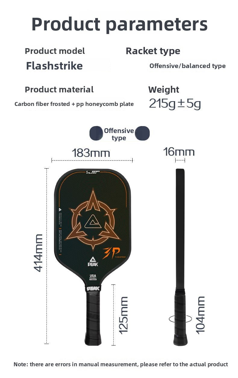 Pickleball Racket Set Carbon Fiber PP Honeycomb Core Pickleball Full Set Tournament Grade Pickleball Racket