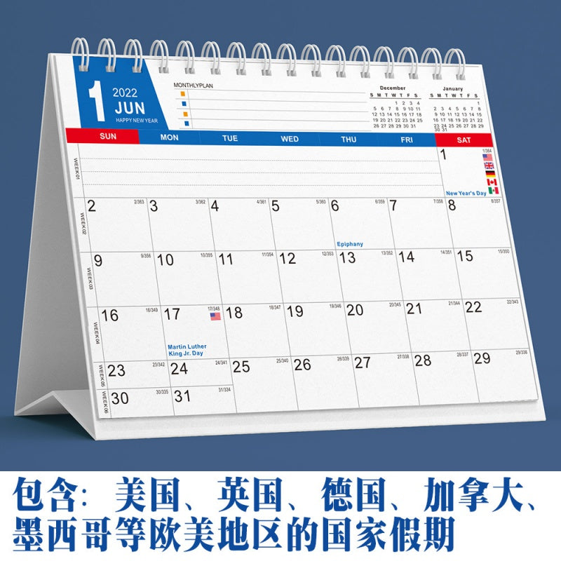 2024-2025 English Desk Calendar Cross-Border Amazon Simple Countdown Calendar Desk Calendar in Stock