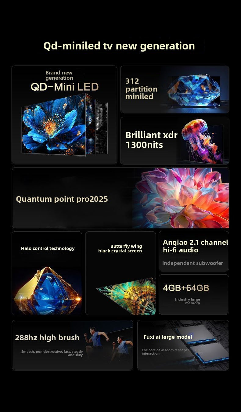 TCL TV 75T6L 75inch QD-Mini LED Full Color Zone Quantum Dot Vivid XDR 1300