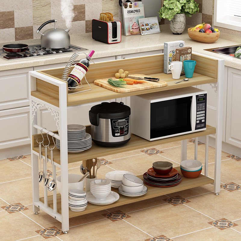 Kitchen Storage Rack Multi-Functional Cutting Station Household Microwave Oven Rack Multi-Layer Storage Locker Console