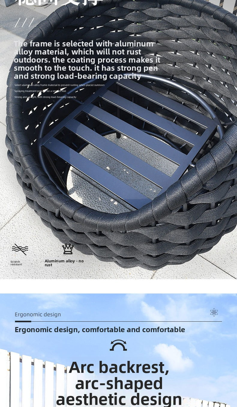 Outdoor Sofa High-End Homestay Villa Courtyard Garden Waterproof Sunproof Rattan Single Rattan Chair Furniture Coffee Table Set