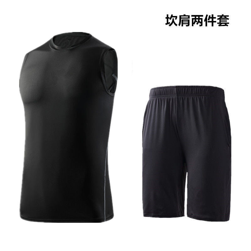 Fitness Suit Men's High Elastic Workout Clothes Basketball Running Sports Bodysuit Quick-Drying Clothes Training Clothes Gym