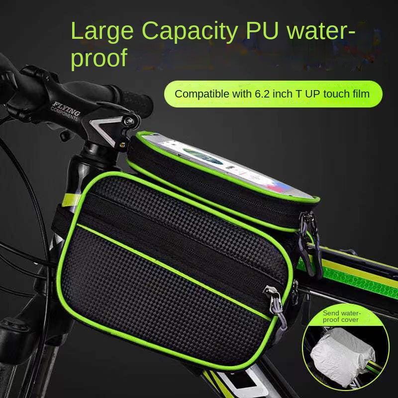 Bicycle Bag Touch Screen Bag Upper Tube Bag Waterproof Saddle Bag Mountain Bike Front Beam Bag Cycling Fixture and Fitting Storage Bag