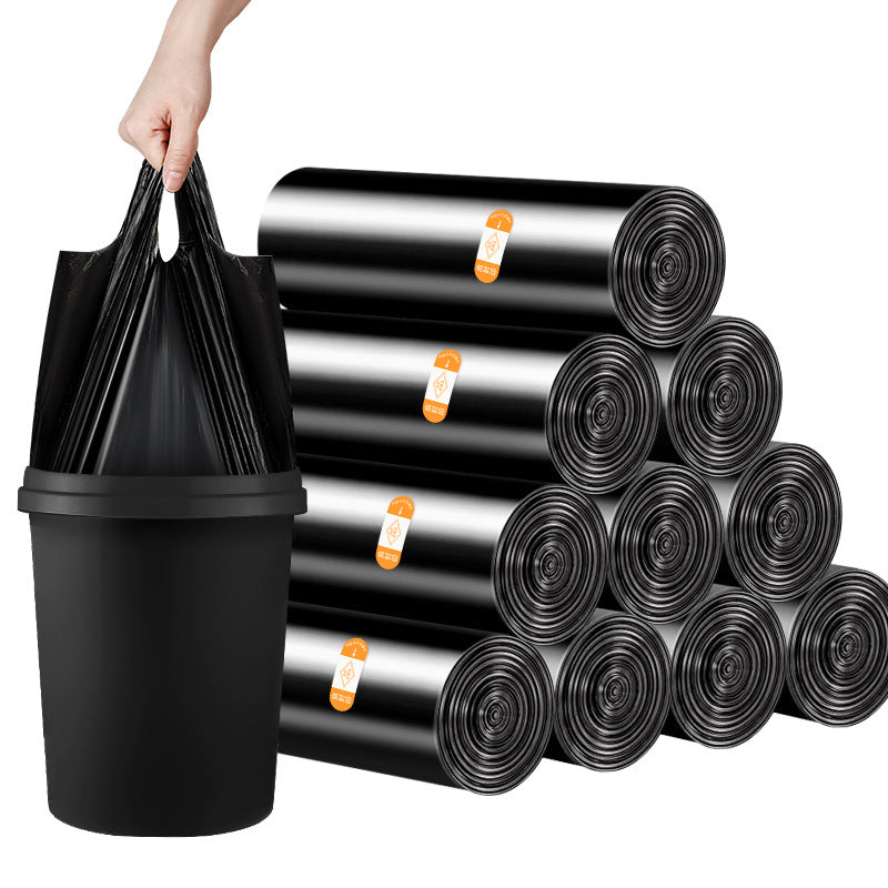 Portable Garbage Bag Black Household Extra Thick Garbage Bag in Multiple Colors Disposable plus-Sized Kitchen Cleaning Storage Plastic Bag