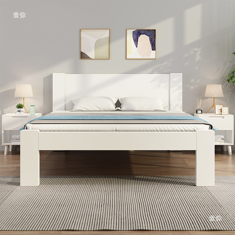 High-Leg Bed, Full-Height Solid Wood Bed Modern Bed Frame, Simple Elevated