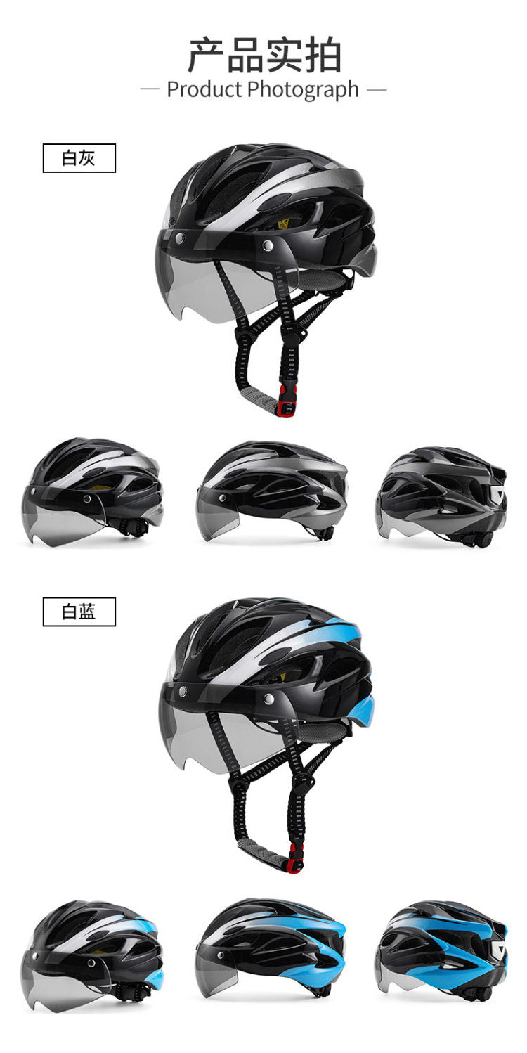 Ce Riding Helmet Magnetic Suction Goggles Men's and Women's Summer Road Safety Hat with Brim Integrated Molding Breathable Handsome