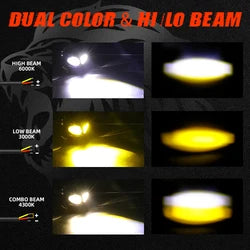 Best High Low Beam 3 Inch 60W Motorbike Motorcycle External Spotlight, TDD Dual Color Fog Mini Driving Light for Motorcycle