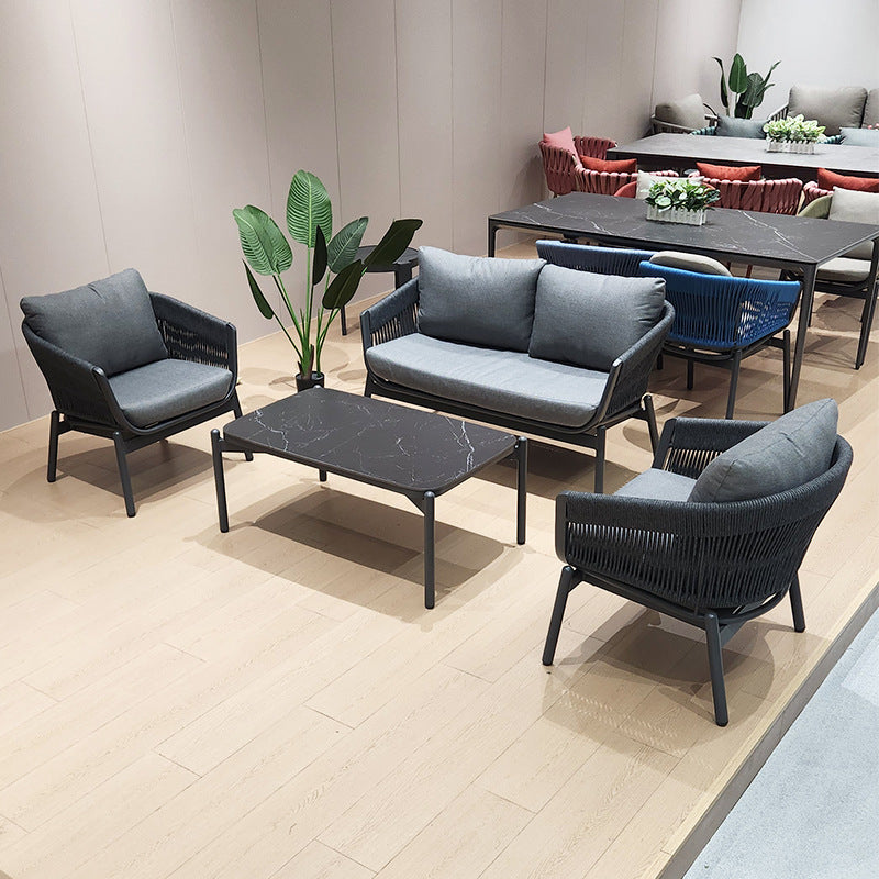 Outdoor Sofa High-End Aluminum Alloy Villa Balcony Courtyard Garden Homestay Hotel Nordic Outdoor Leisure Sofa Chair