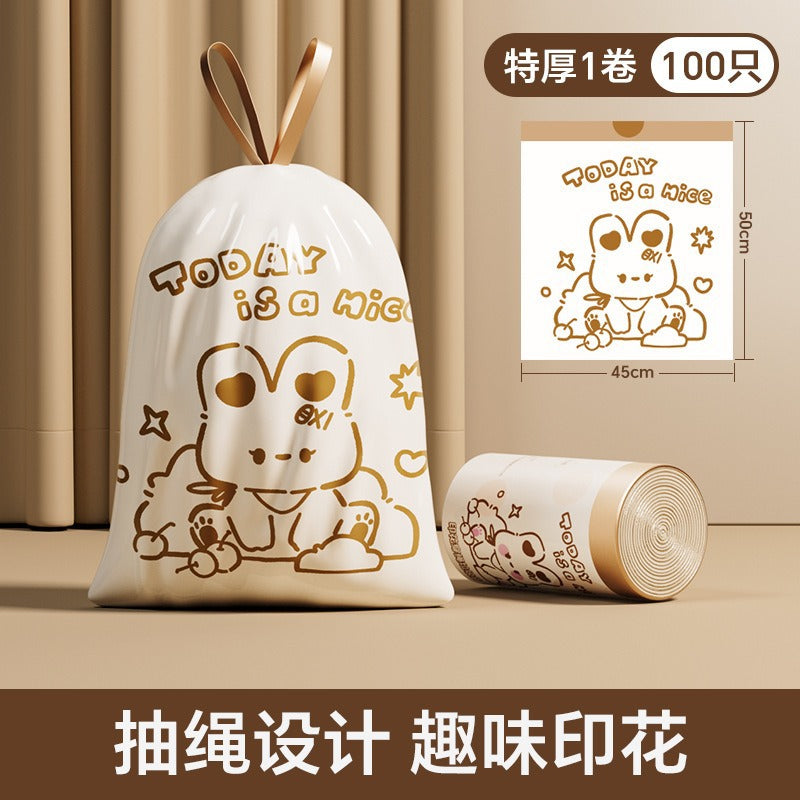 Cartoon Printed Garbage Bag Thickened Household Drawstring Good-looking Large Portable Garbage Bag Kitchen Garbage Bag