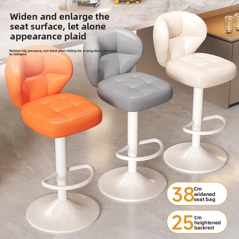 Comfortable Widened Seat Front Desk Cashier Bar Stool Light Luxury High Leg Stool Home Lifting Rotating Backrest Bar Chair