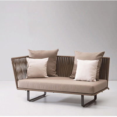 Outdoor Sofa Waterproof Outdoor Restaurant Seat Rattan Sofa Courtyard Terrace Balcony Leisure Double Rattan Woven Sofa Chair
