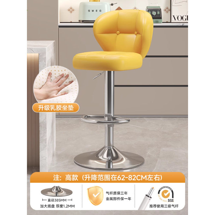 Comfortable Widened Seat Front Desk Cashier Bar Stool Light Luxury High Leg Stool Home Lifting Rotating Backrest Bar Chair