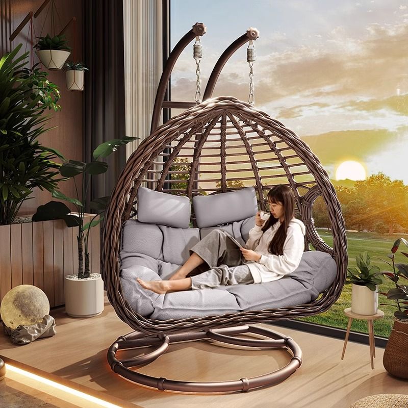 Outdoor Swing Basket Courtyard Double Glider