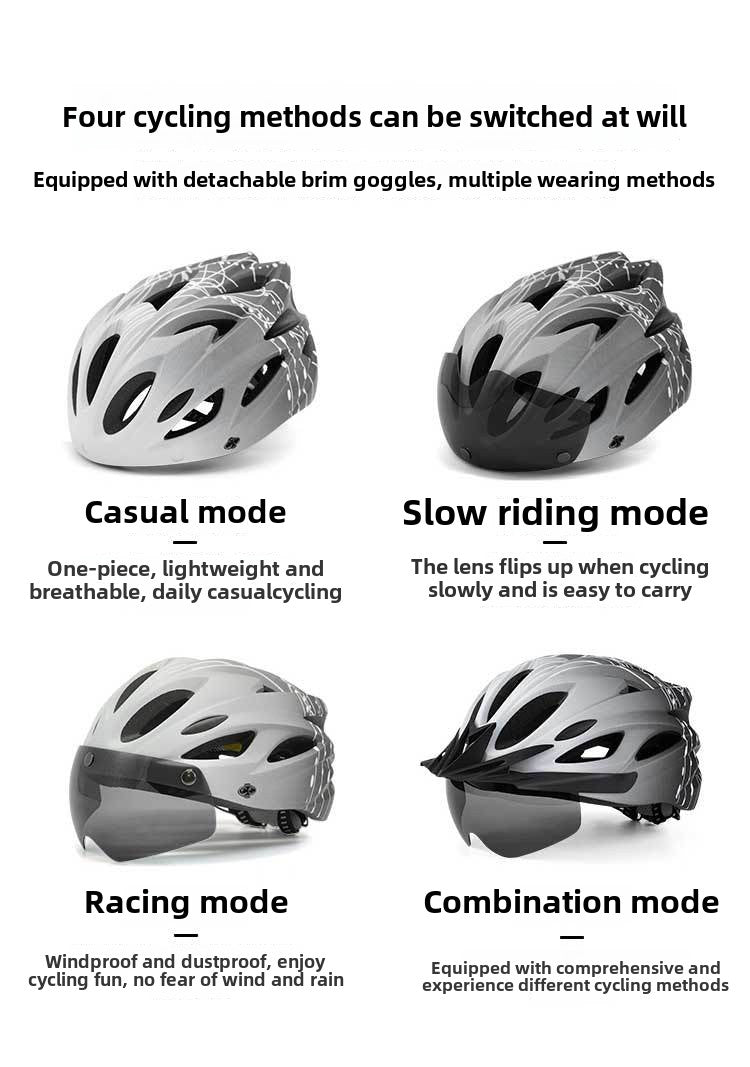 [Fashion Match] Hat Brim Goggles Professional Bicycle Helmet Men's Integrated Molding Female Riding Helmet Youth Adult Helmet Summer