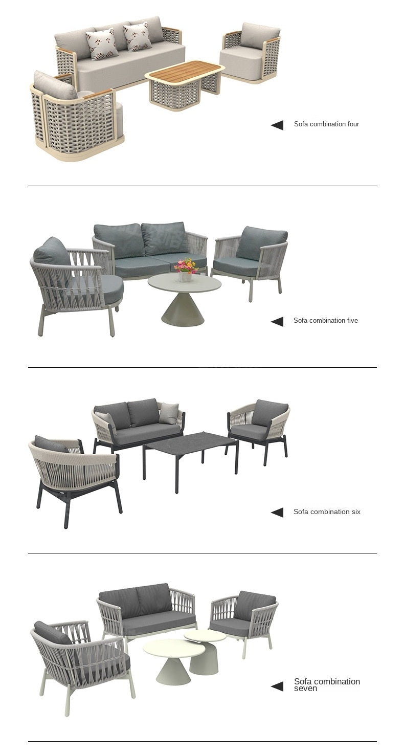 Outdoor Sofa High-End Aluminum Alloy Villa Balcony Courtyard Garden Homestay Hotel Nordic Outdoor Leisure Sofa Chair