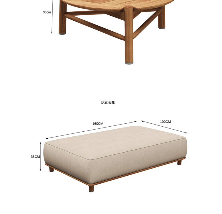 Outdoor Sofa Courtyard Villa Leisure Waterproof Hotel Homestay Outdoor Garden Terrace Solid Wood Rattan Sofa Set