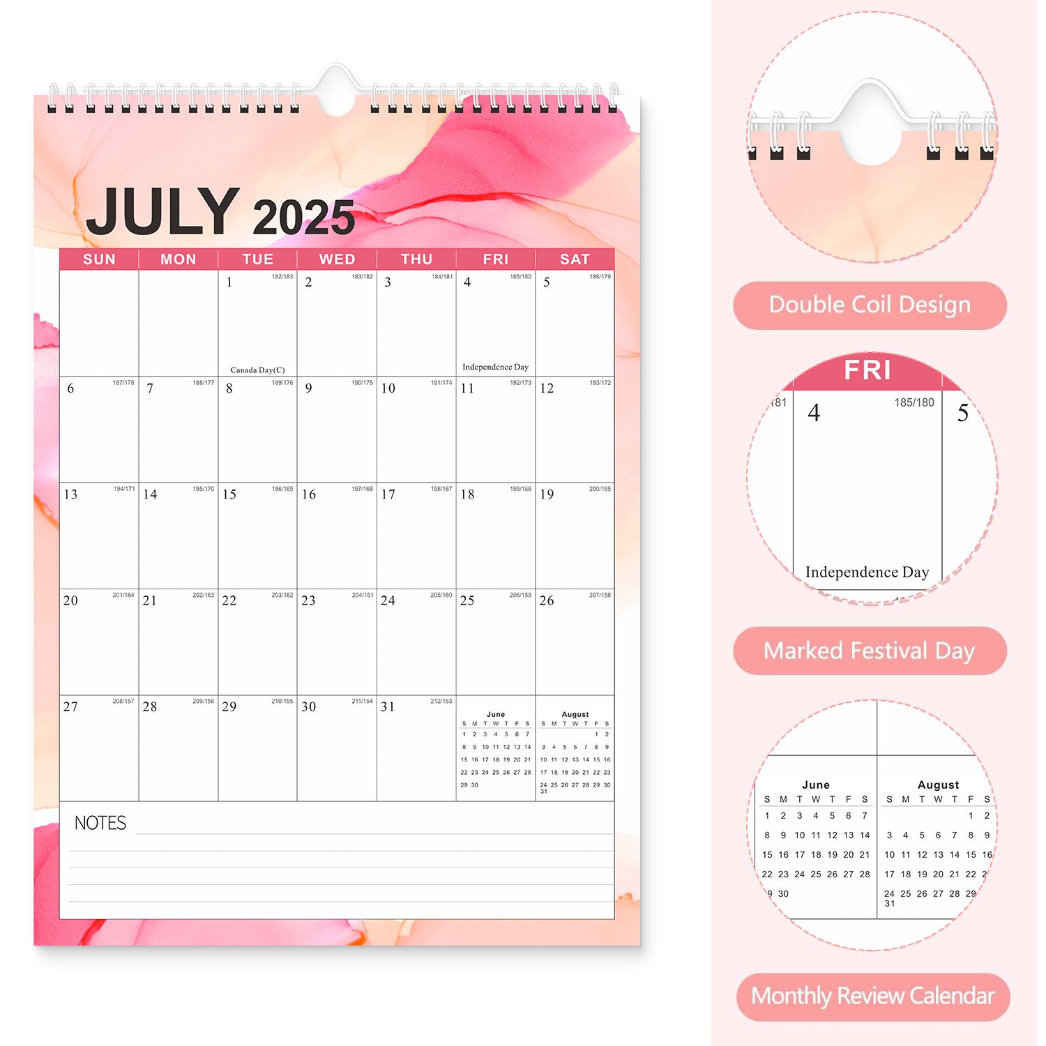 2025 English Wall Calendar in Stock European and American Style Holiday English Version Wall Calendar Desk Calendar Design Printing