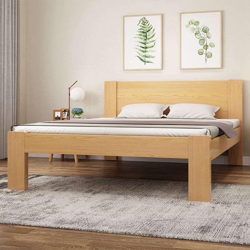 High-Leg Bed, Full-Height Solid Wood Bed Modern Bed Frame, Simple Elevated