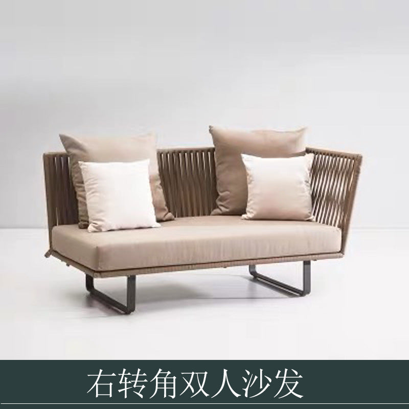 Outdoor Sofa Sunproof Waterproof Leisure Living Room Balcony Outdoor Courtyard Coffee Table Three-Person Rattan Furniture Homestay Rattan Chair