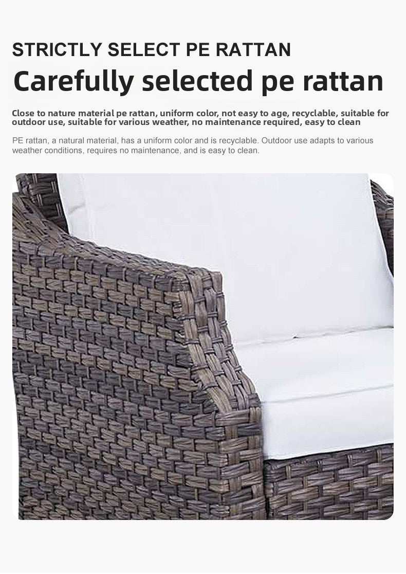 Cross-Border Outdoor Rattan Sofa Set Courtyard Combination Sunproof Waterproof Three-Person Rattan Chair Outdoor Furniture Garden Sofa