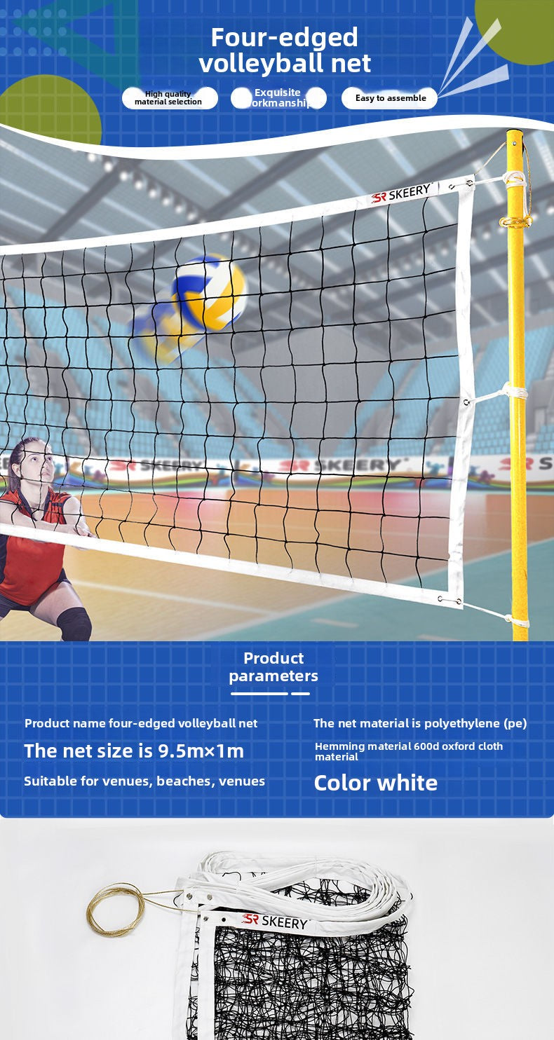 Skyray Volleyball Net Portable Outdoor Knotted Ball Net Thickened Four-Sided Standard Net Training Volleyball Net for Two Players