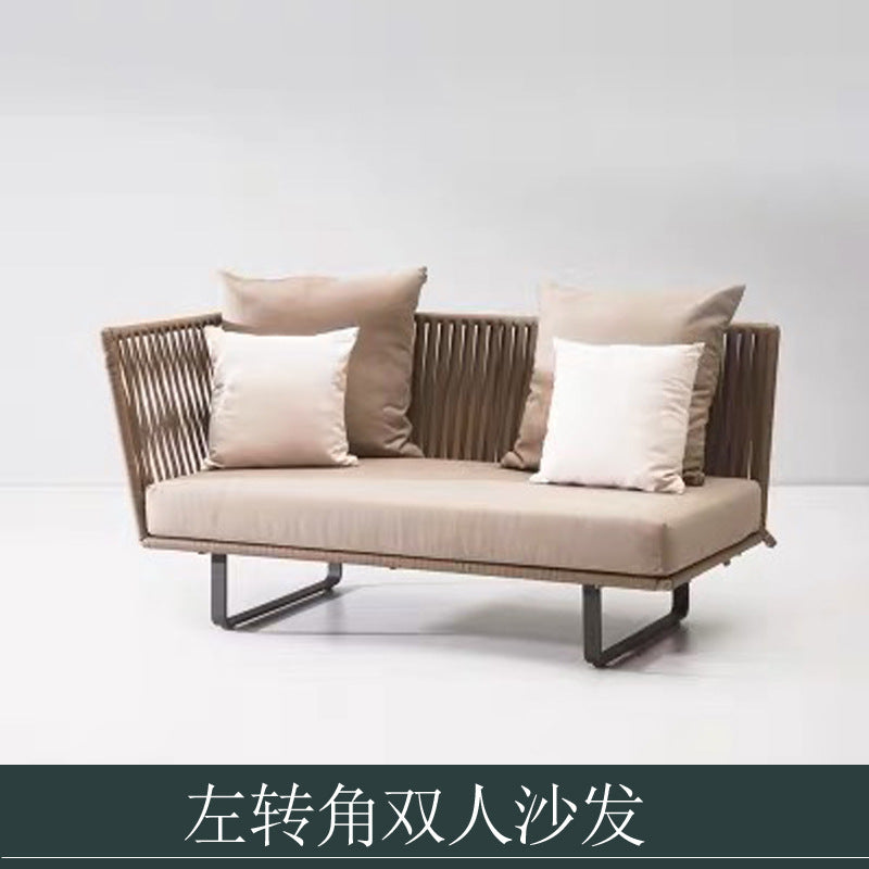 Outdoor Sofa Sunproof Waterproof Leisure Living Room Balcony Outdoor Courtyard Coffee Table Three-Person Rattan Furniture Homestay Rattan Chair