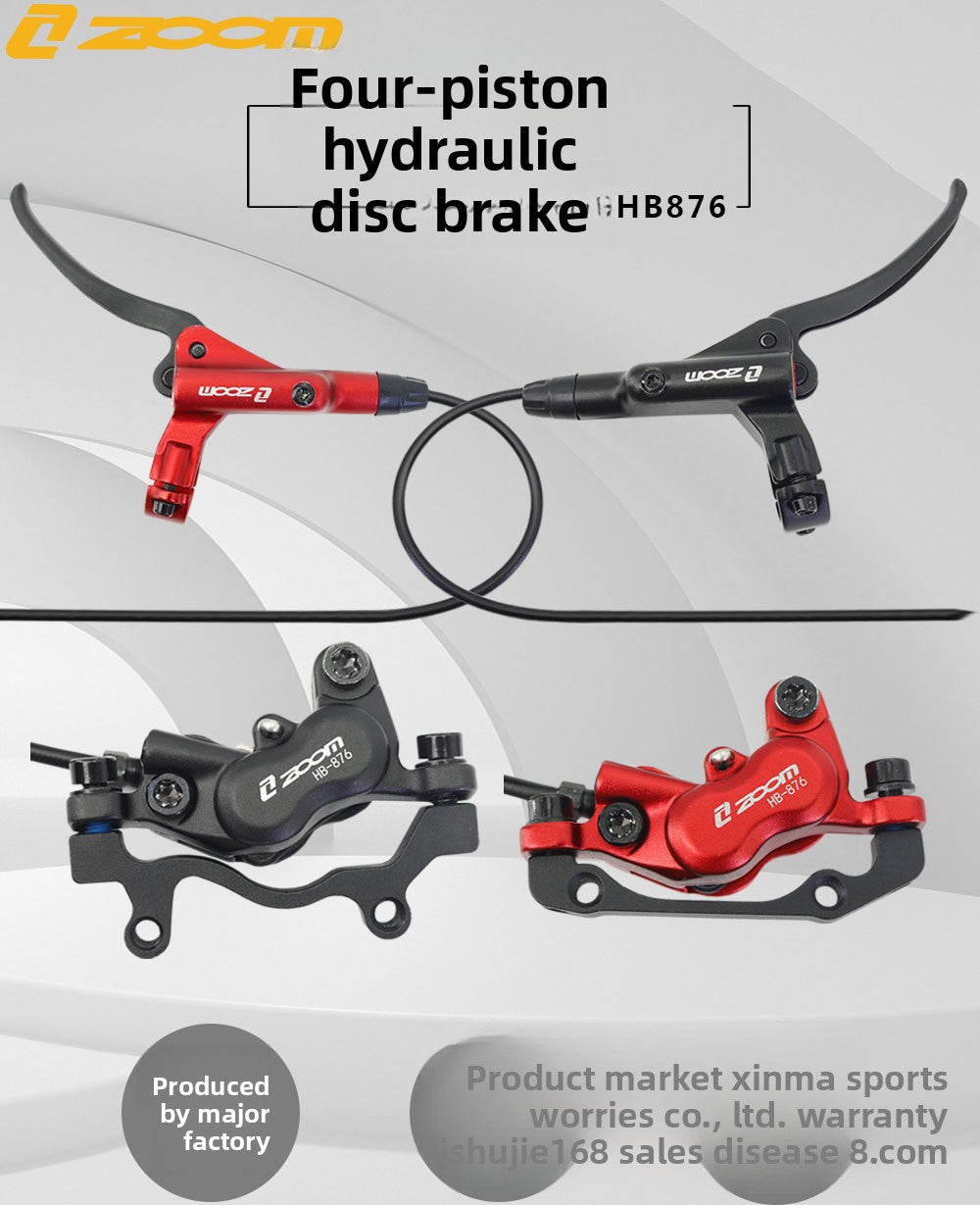 ZOOMHB876 Four-Piston Oil Brake Mountain Bike Front and Rear Oil Disc Brake Pads Disc Bilateral Brake Hydraulic Brake