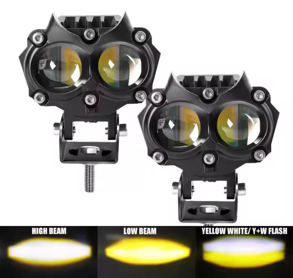 Car Ebike Motor Accessories Motorcycle Lighting System 3" Inch Led Fog Lamp, Spot Beam 60W Dual Color Led Motorcycle Fog Light