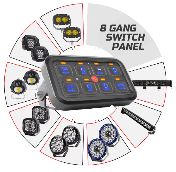 Light 8 Gang 6 Gang 12V Led Aux Switch Panel For Truck